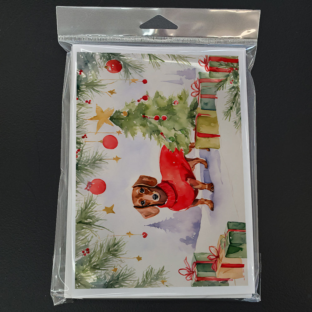 Dachshund Christmas Greeting Cards Pack of 8 Blank Cards with Envelopes Whimsical A7 Size 5x7