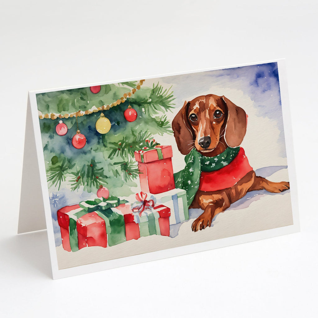 Dachshund Christmas Greeting Cards Pack of 8 Blank Cards with Envelopes Whimsical A7 Size 5x7