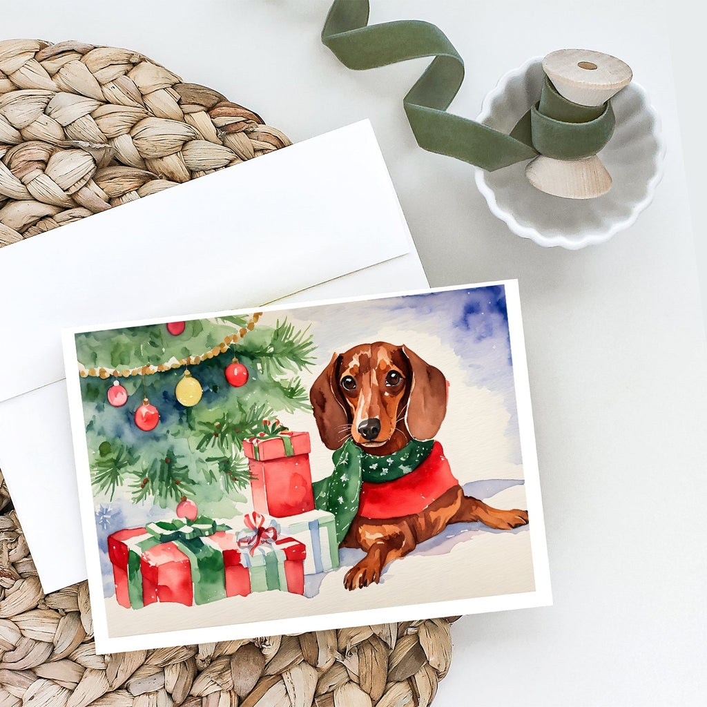 Dachshund Christmas Greeting Cards Pack of 8 Blank Cards with Envelopes Whimsical A7 Size 5x7