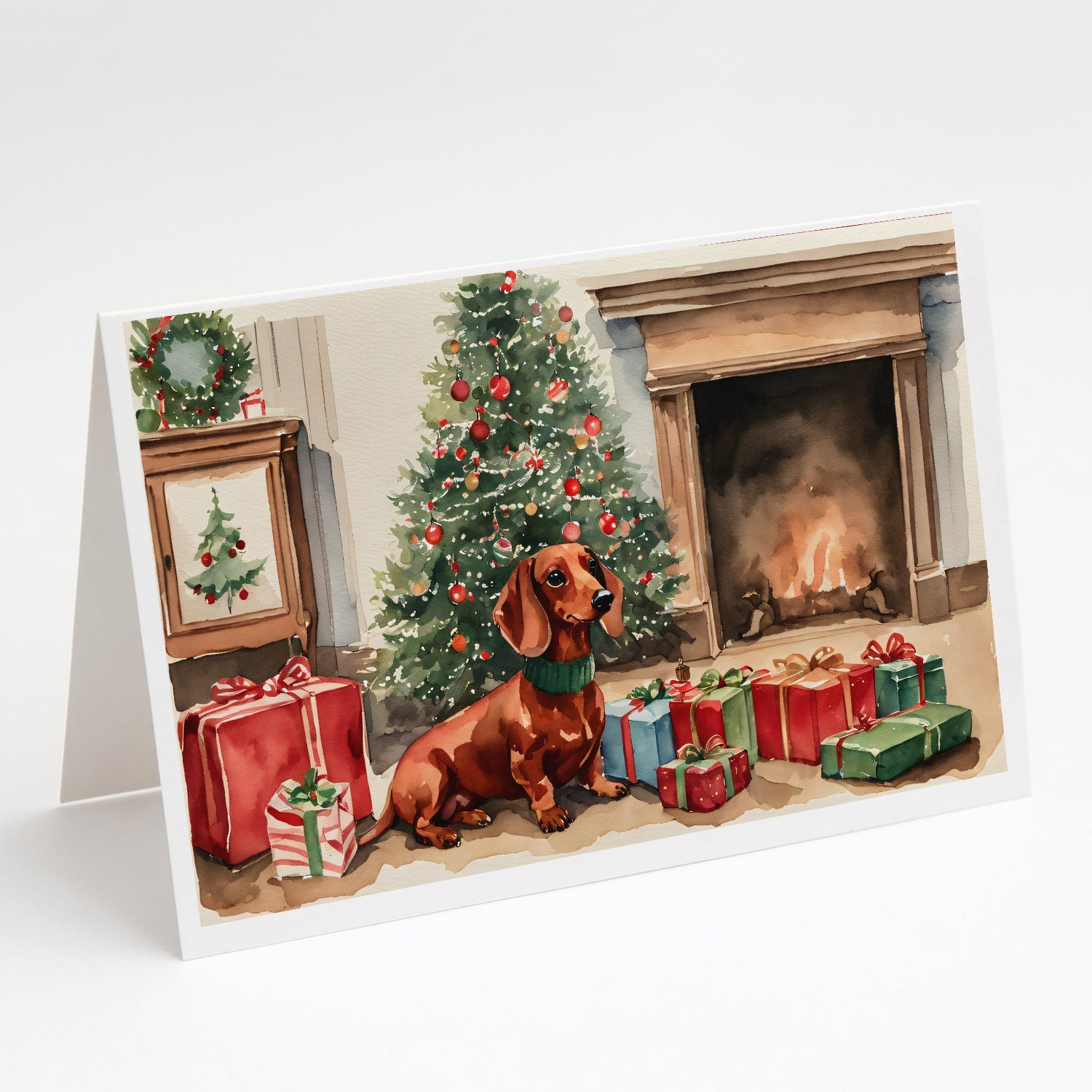 Dachshund Christmas Greeting Cards Pack of 8 Blank Cards with Envelopes Whimsical A7 Size 5x7
