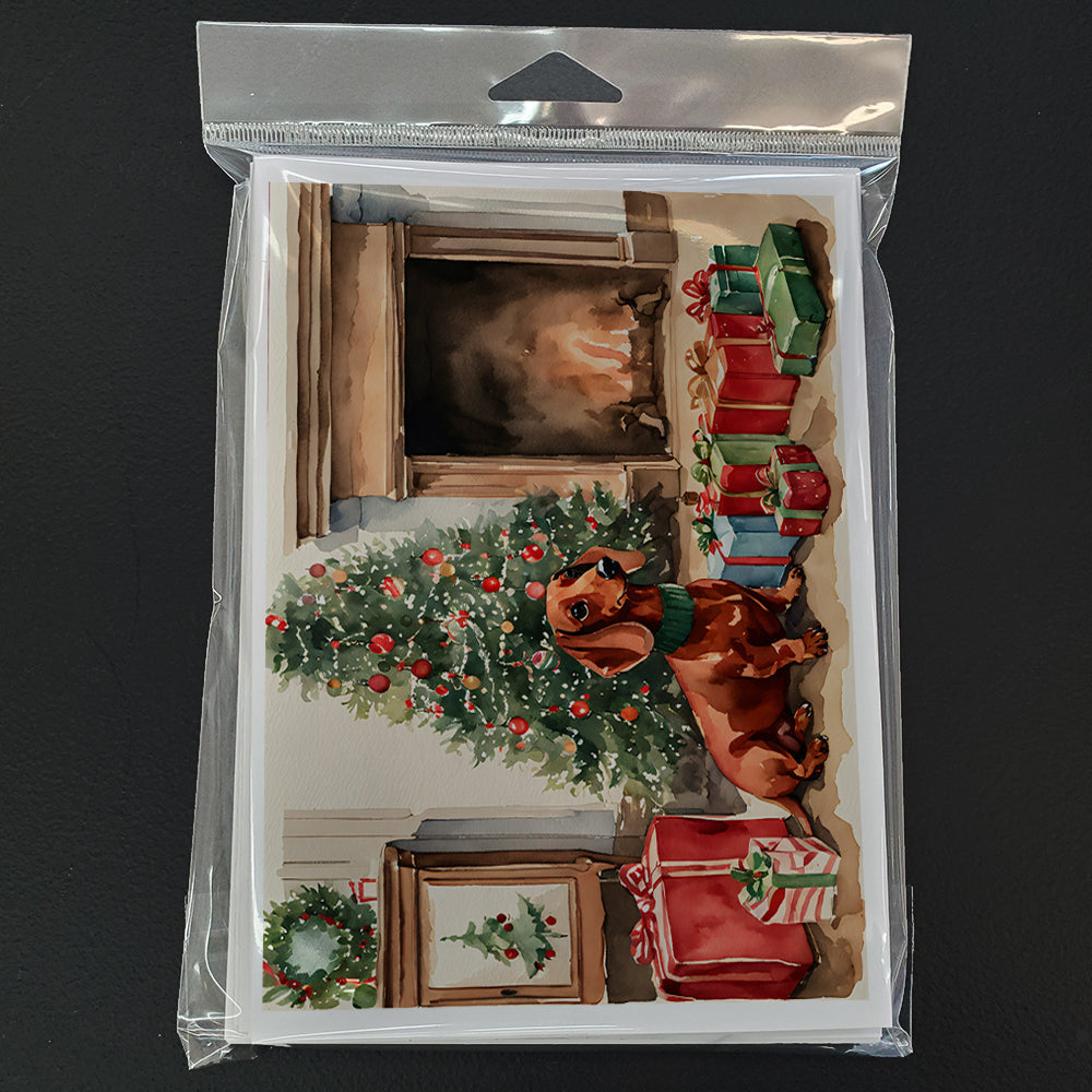 Dachshund Christmas Greeting Cards Pack of 8 Blank Cards with Envelopes Whimsical A7 Size 5x7