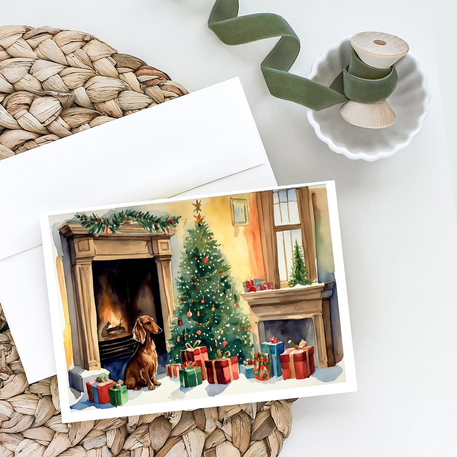 Dachshund Christmas Greeting Cards Pack of 8 Blank Cards with Envelopes Whimsical A7 Size 5x7