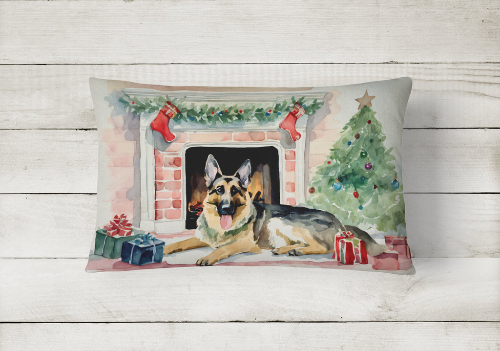 German Shepherd Christmas Decorative Throw Pillow 12x16 Indoor Outdoor Accent Cushion, Fabric Cover with Insert for Sofa, Bed, Porch & Living Room