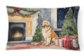 Golden Retriever Christmas Decorative Throw Pillow 12x16 Indoor Outdoor Accent Cushion, Fabric Cover with Insert for Sofa, Bed, Porch & Living Room