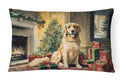 Golden Retriever Christmas Decorative Throw Pillow 12x16 Indoor Outdoor Accent Cushion, Fabric Cover with Insert for Sofa, Bed, Porch & Living Room