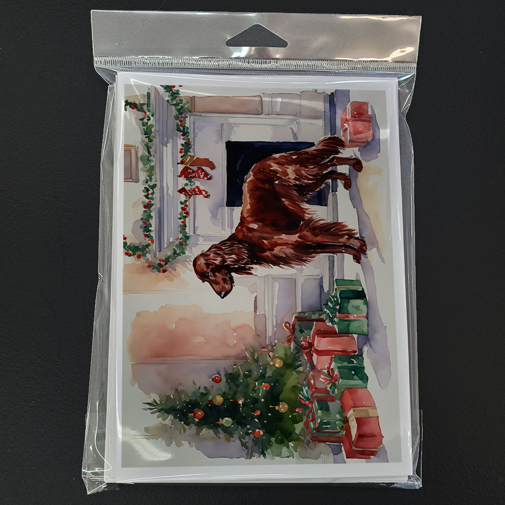 Irish Setter Christmas Greeting Cards Pack of 8 Blank Cards with Envelopes Whimsical A7 Size 5x7