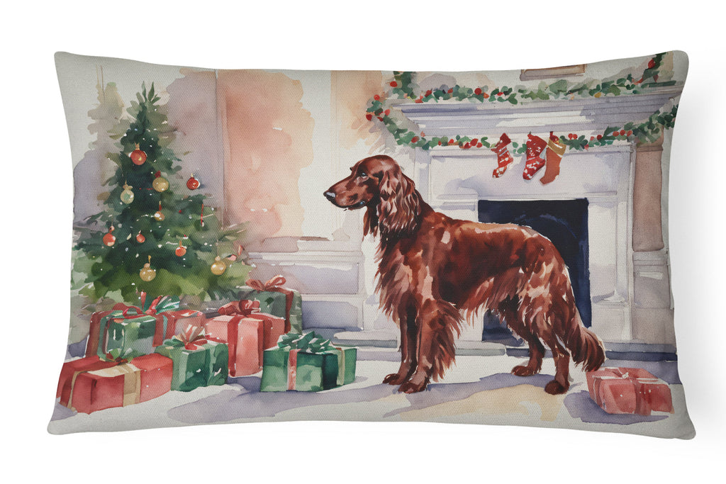 Irish Setter Christmas Decorative Throw Pillow 12x16 Indoor Outdoor Accent Cushion, Fabric Cover with Insert for Sofa, Bed, Porch & Living Room