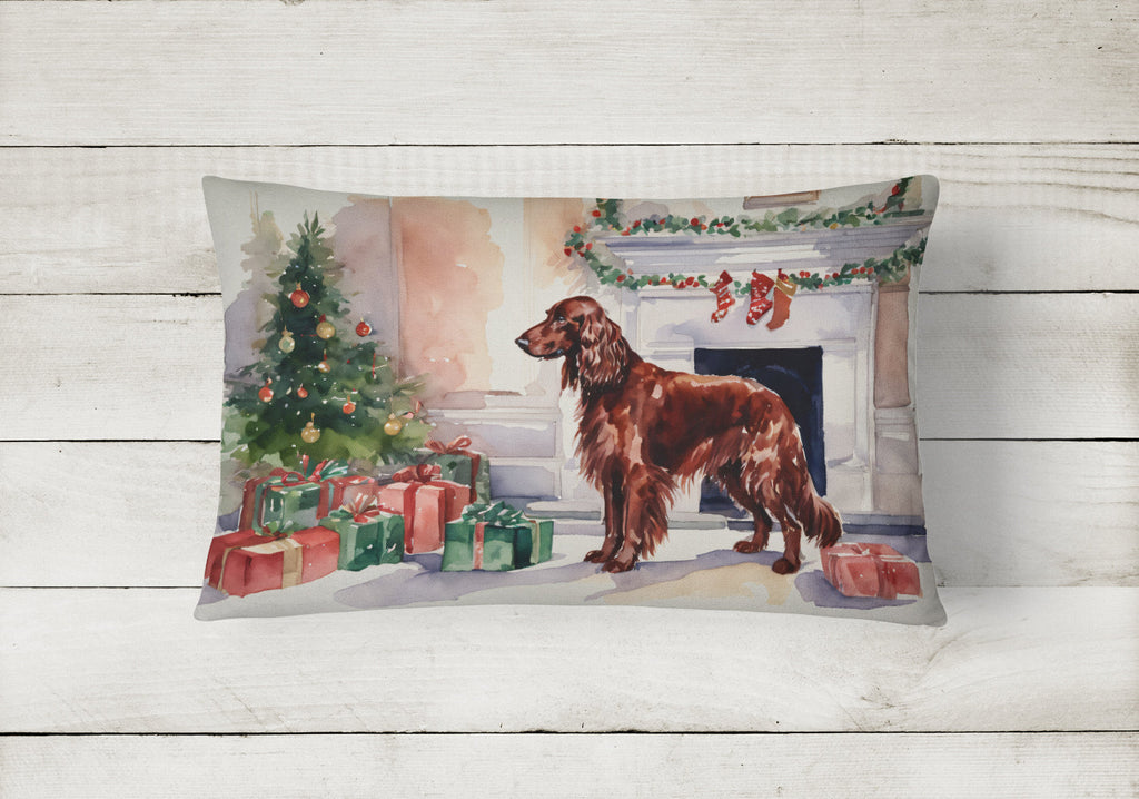 Irish Setter Christmas Decorative Throw Pillow 12x16 Indoor Outdoor Accent Cushion, Fabric Cover with Insert for Sofa, Bed, Porch & Living Room