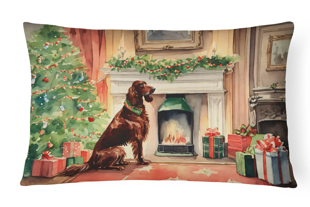 Irish Setter Christmas Decorative Throw Pillow 12x16 Indoor Outdoor Accent Cushion, Fabric Cover with Insert for Sofa, Bed, Porch & Living Room