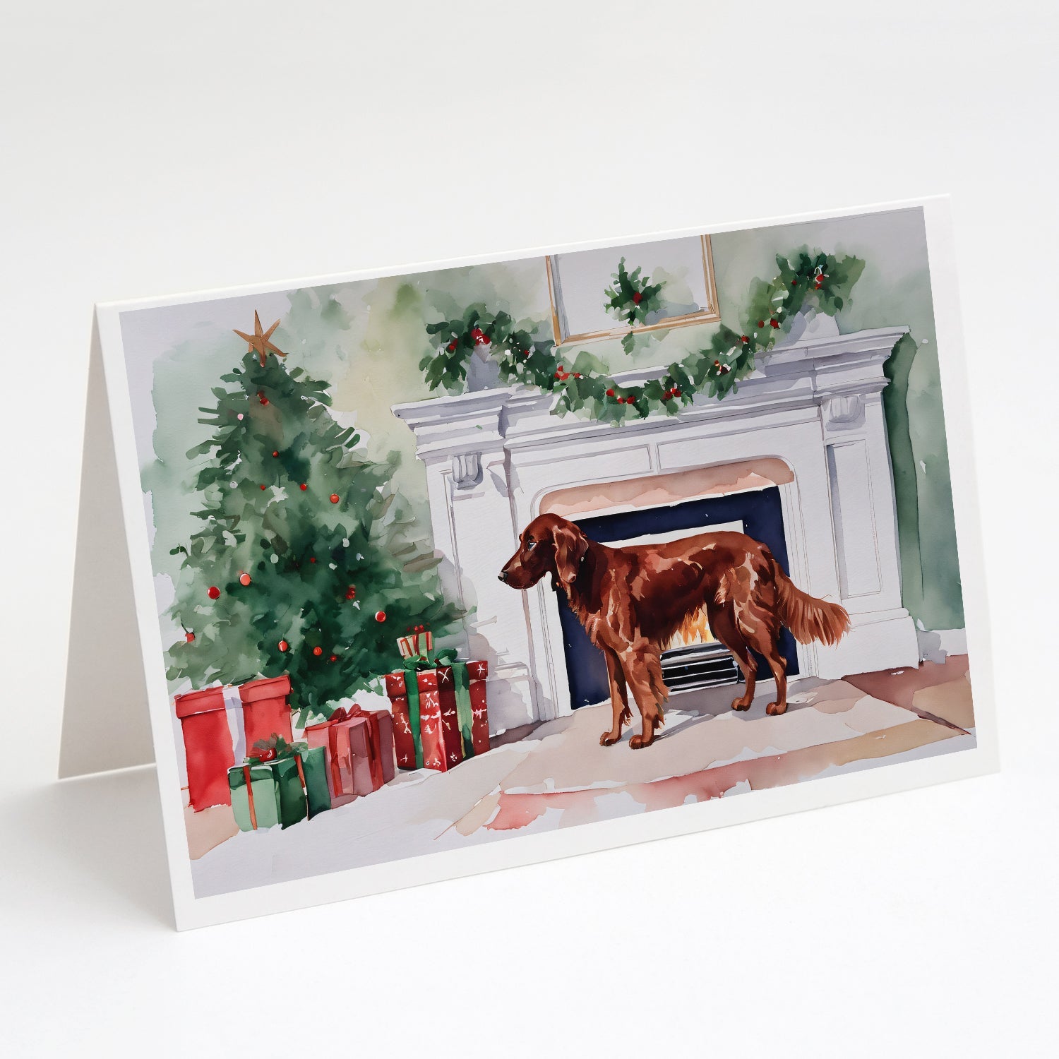Irish Setter Christmas Greeting Cards Pack of 8 Blank Cards with Envelopes Whimsical A7 Size 5x7