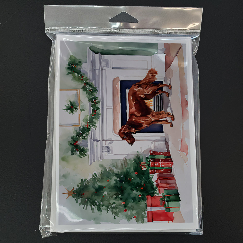 Irish Setter Christmas Greeting Cards Pack of 8 Blank Cards with Envelopes Whimsical A7 Size 5x7