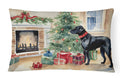 Black Labrador Christmas Decorative Throw Pillow 12x16 Indoor Outdoor Accent Cushion, Fabric Cover with Insert for Sofa, Bed, Porch & Living Room