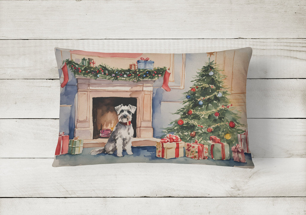 Schnauzer Christmas Decorative Throw Pillow 12x16 Indoor Outdoor Accent Cushion, Fabric Cover with Insert for Sofa, Bed, Porch & Living Room