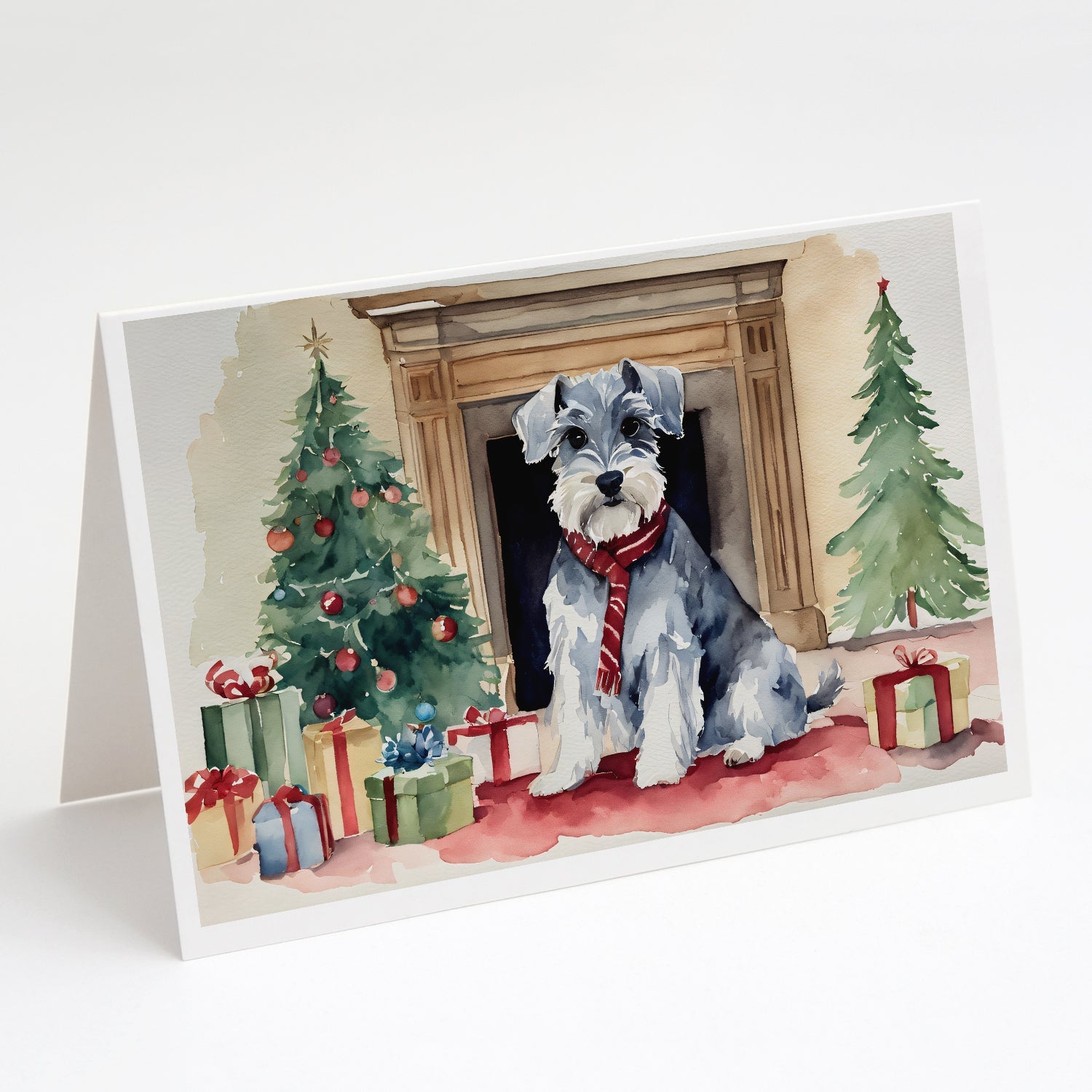 Schnauzer Christmas Greeting Cards Pack of 8 Blank Cards with Envelopes Whimsical A7 Size 5x7