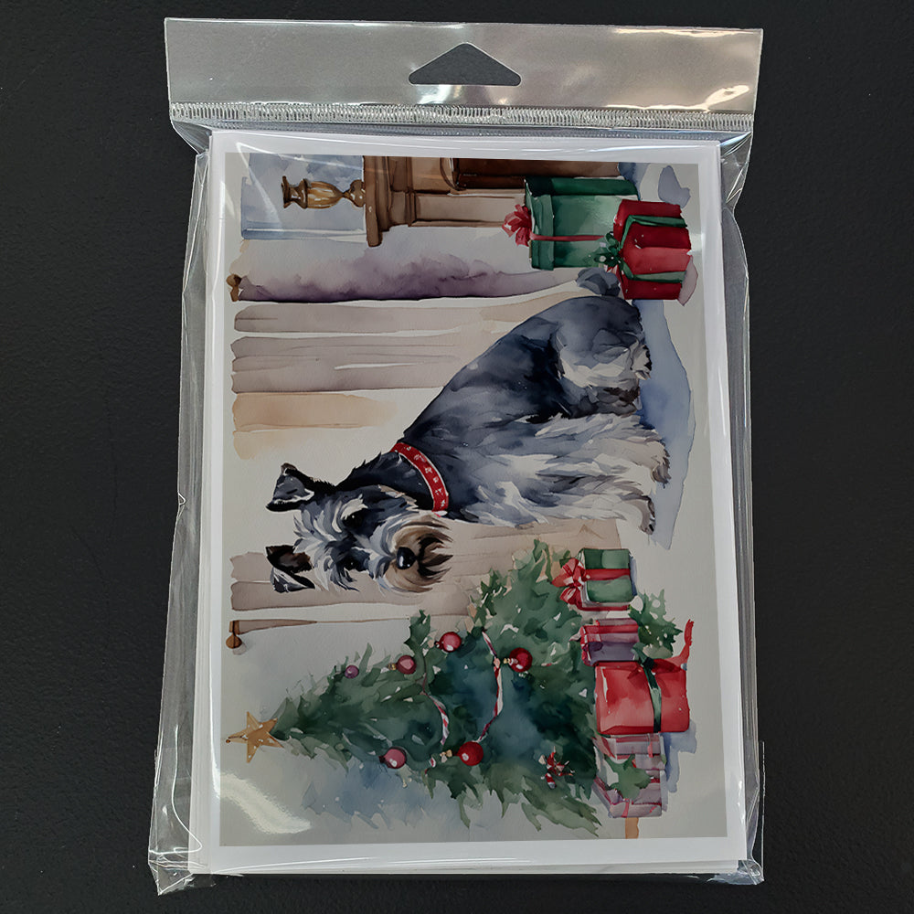 Schnauzer Christmas Greeting Cards Pack of 8 Blank Cards with Envelopes Whimsical A7 Size 5x7