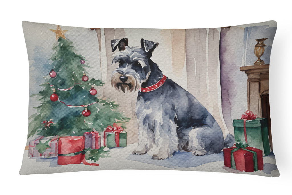 Schnauzer Christmas Decorative Throw Pillow 12x16 Indoor Outdoor Accent Cushion, Fabric Cover with Insert for Sofa, Bed, Porch & Living Room