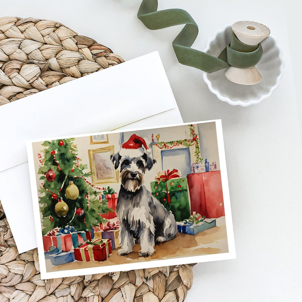 Schnauzer Christmas Greeting Cards Pack of 8 Blank Cards with Envelopes Whimsical A7 Size 5x7