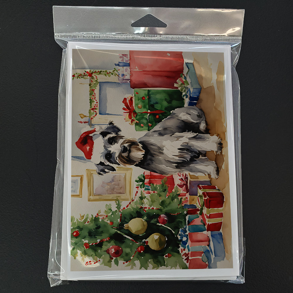 Schnauzer Christmas Greeting Cards Pack of 8 Blank Cards with Envelopes Whimsical A7 Size 5x7