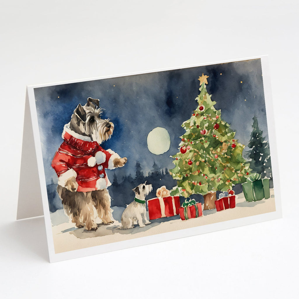 Schnauzer Christmas Greeting Cards Pack of 8 Blank Cards with Envelopes Whimsical A7 Size 5x7