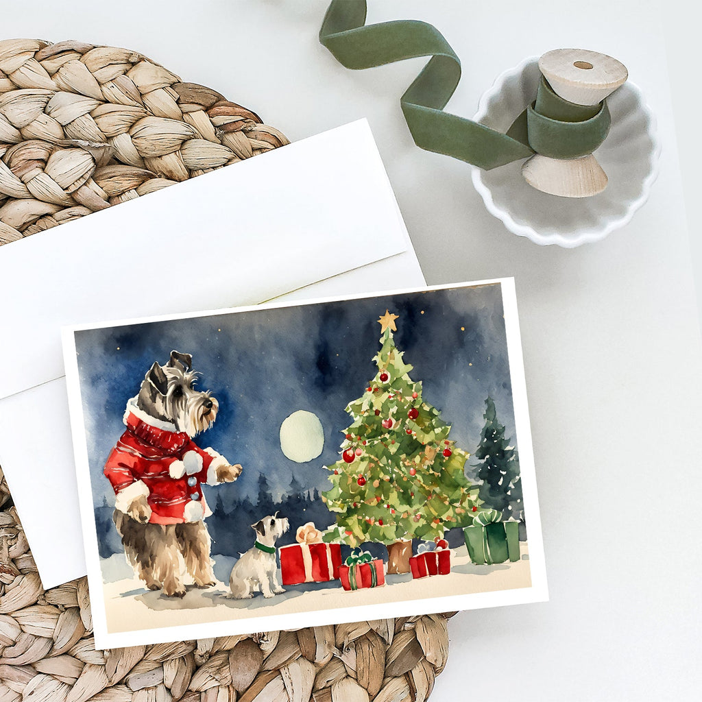 Schnauzer Christmas Greeting Cards Pack of 8 Blank Cards with Envelopes Whimsical A7 Size 5x7