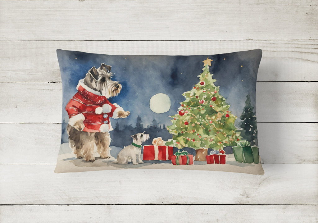 Schnauzer Christmas Decorative Throw Pillow 12x16 Indoor Outdoor Accent Cushion, Fabric Cover with Insert for Sofa, Bed, Porch & Living Room