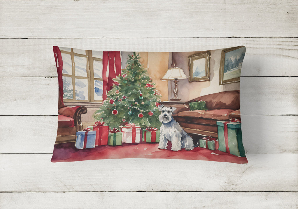 Schnauzer Christmas Decorative Throw Pillow 12x16 Indoor Outdoor Accent Cushion, Fabric Cover with Insert for Sofa, Bed, Porch & Living Room