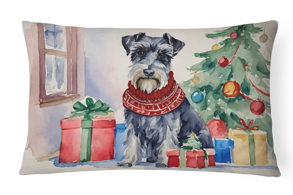 Schnauzer Christmas Decorative Throw Pillow 12x16 Indoor Outdoor Accent Cushion, Fabric Cover with Insert for Sofa, Bed, Porch & Living Room