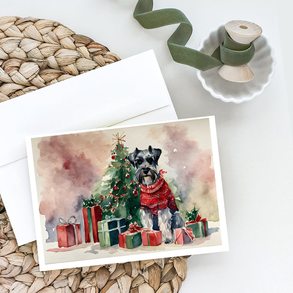 Schnauzer Christmas Greeting Cards Pack of 8 Blank Cards with Envelopes Whimsical A7 Size 5x7