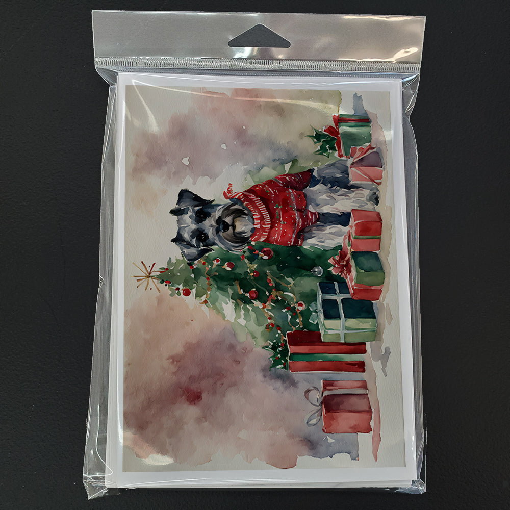 Schnauzer Christmas Greeting Cards Pack of 8 Blank Cards with Envelopes Whimsical A7 Size 5x7