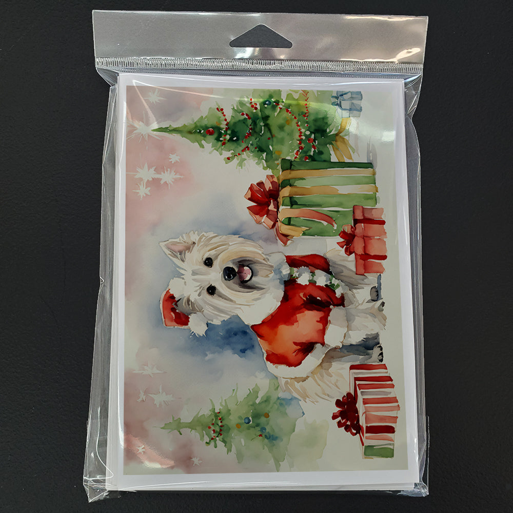Westie Christmas Greeting Cards Pack of 8 Blank Cards with Envelopes Whimsical A7 Size 5x7