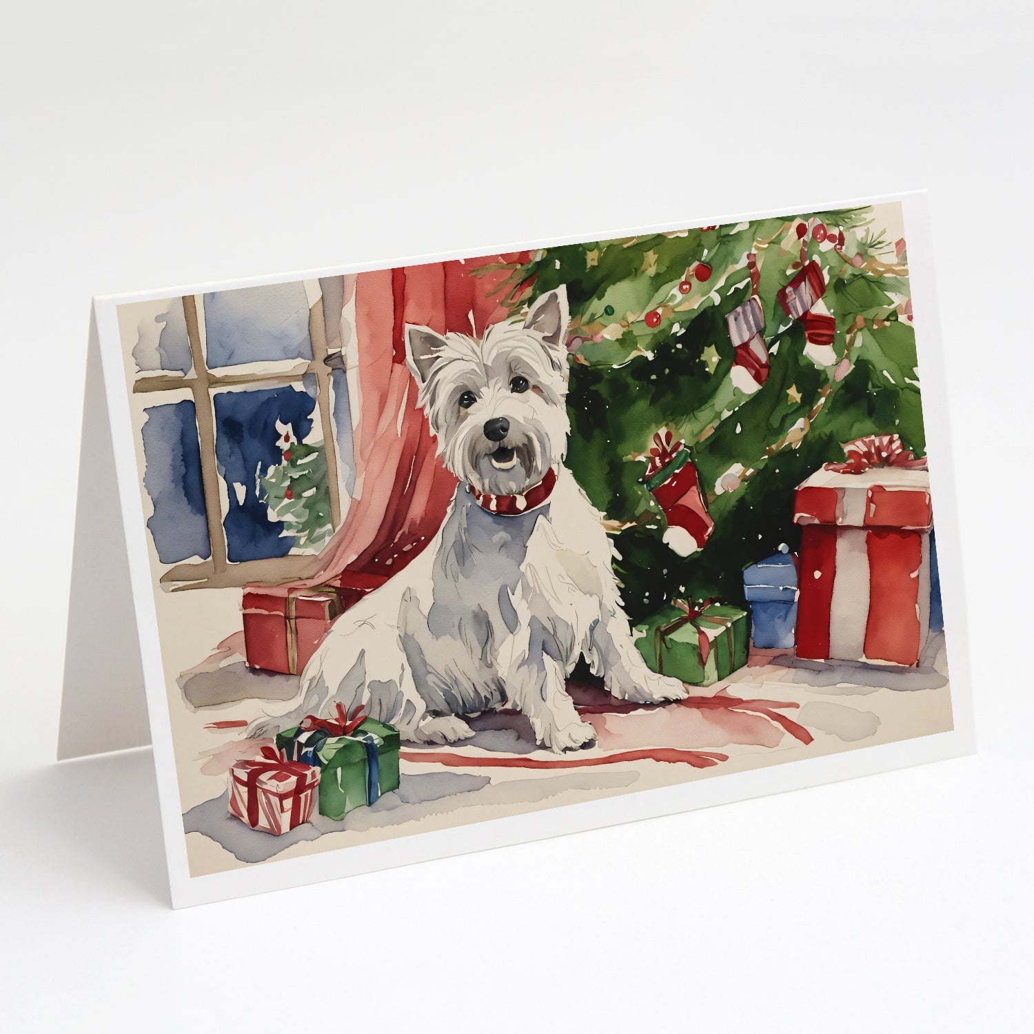 Westie Christmas Greeting Cards Pack of 8 Blank Cards with Envelopes Whimsical A7 Size 5x7