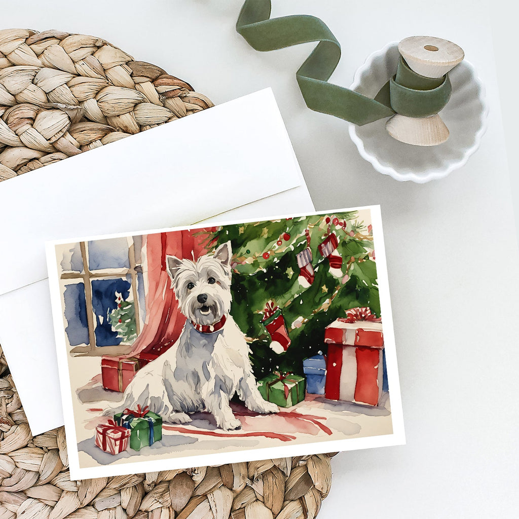 Westie Christmas Greeting Cards Pack of 8 Blank Cards with Envelopes Whimsical A7 Size 5x7