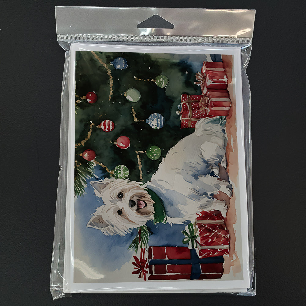 Westie Christmas Greeting Cards Pack of 8 Blank Cards with Envelopes Whimsical A7 Size 5x7