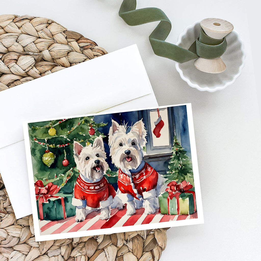 Westie Christmas Greeting Cards Pack of 8 Blank Cards with Envelopes Whimsical A7 Size 5x7