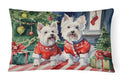 Westie Christmas Decorative Throw Pillow 12x16 Indoor Outdoor Accent Cushion, Fabric Cover with Insert for Sofa, Bed, Porch & Living Room