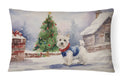 Westie Christmas Decorative Throw Pillow 12x16 Indoor Outdoor Accent Cushion, Fabric Cover with Insert for Sofa, Bed, Porch & Living Room