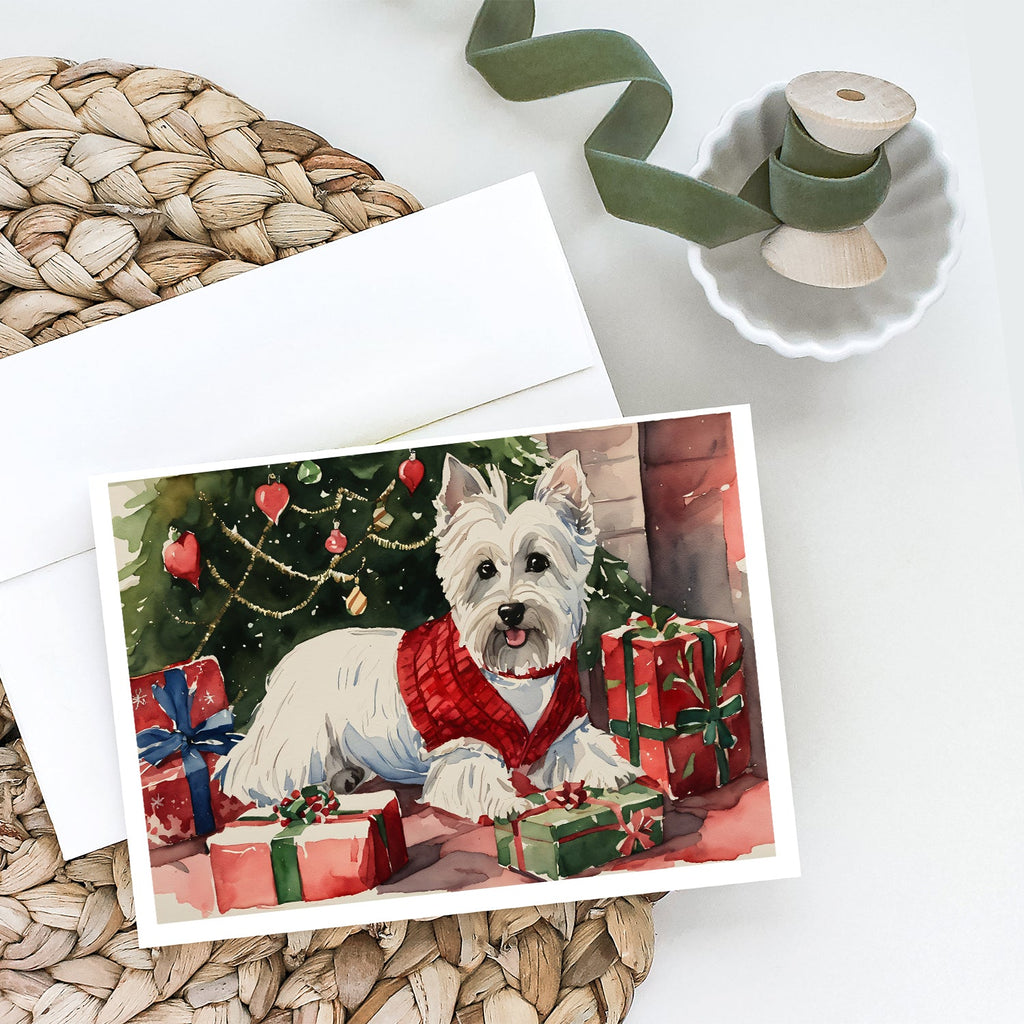 Westie Christmas Greeting Cards Pack of 8 Blank Cards with Envelopes Whimsical A7 Size 5x7