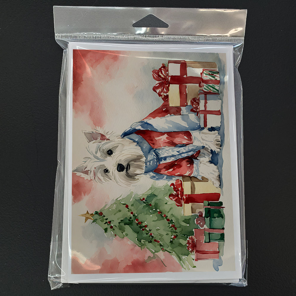 Westie Christmas Greeting Cards Pack of 8 Blank Cards with Envelopes Whimsical A7 Size 5x7