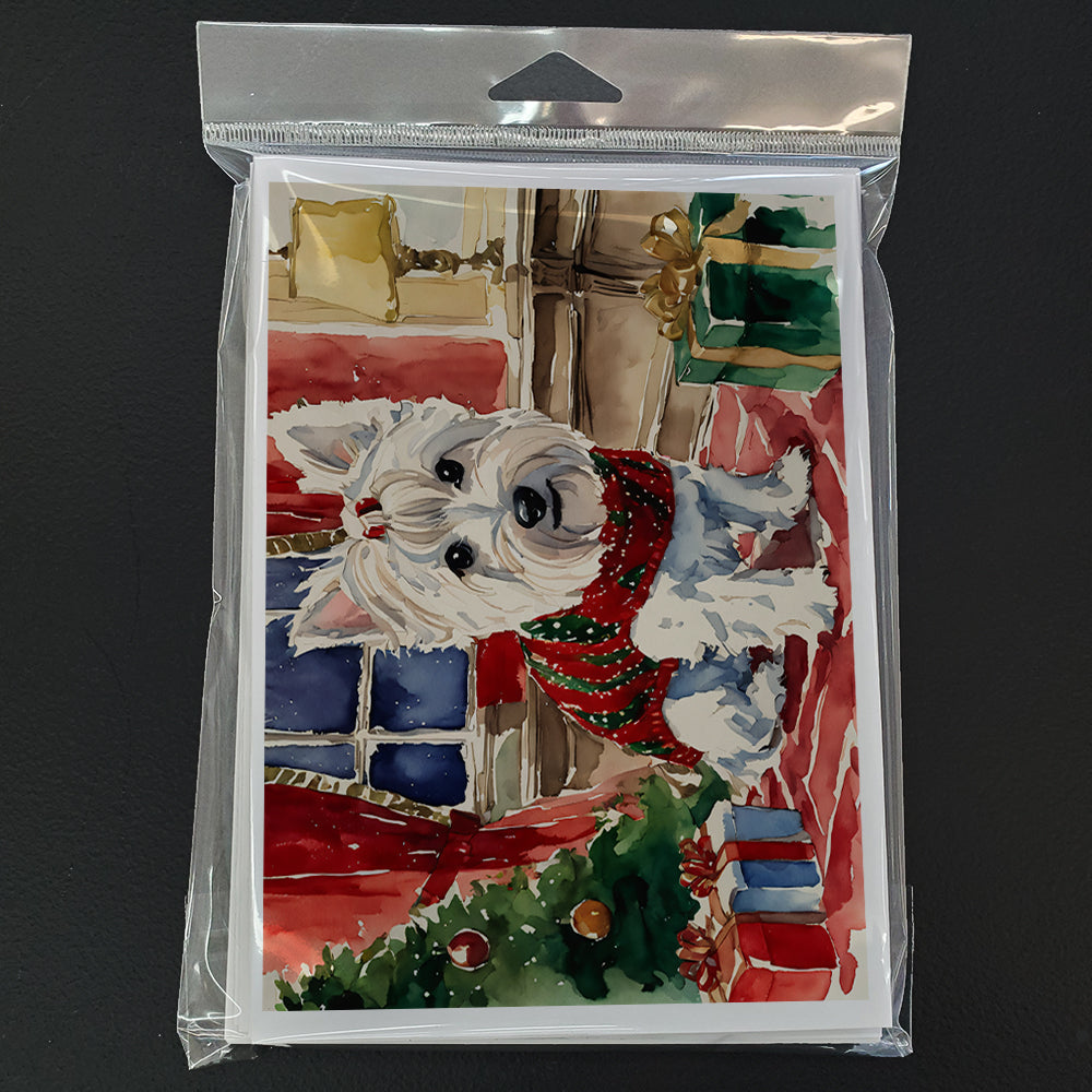 Westie Christmas Greeting Cards Pack of 8 Blank Cards with Envelopes Whimsical A7 Size 5x7