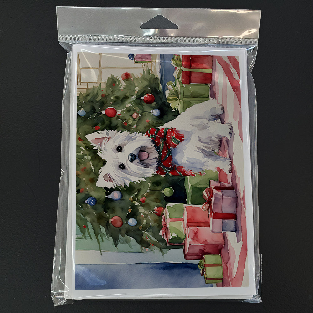 Westie Christmas Greeting Cards Pack of 8 Blank Cards with Envelopes Whimsical A7 Size 5x7