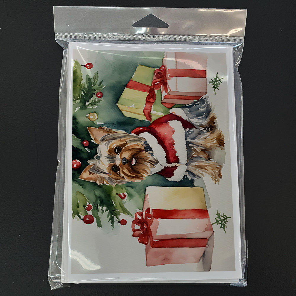 Yorkie Christmas Greeting Cards Pack of 8 Blank Cards with Envelopes Whimsical A7 Size 5x7