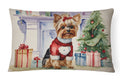 Yorkie Christmas Decorative Throw Pillow 12x16 Indoor Outdoor Accent Cushion, Fabric Cover with Insert for Sofa, Bed, Porch & Living Room