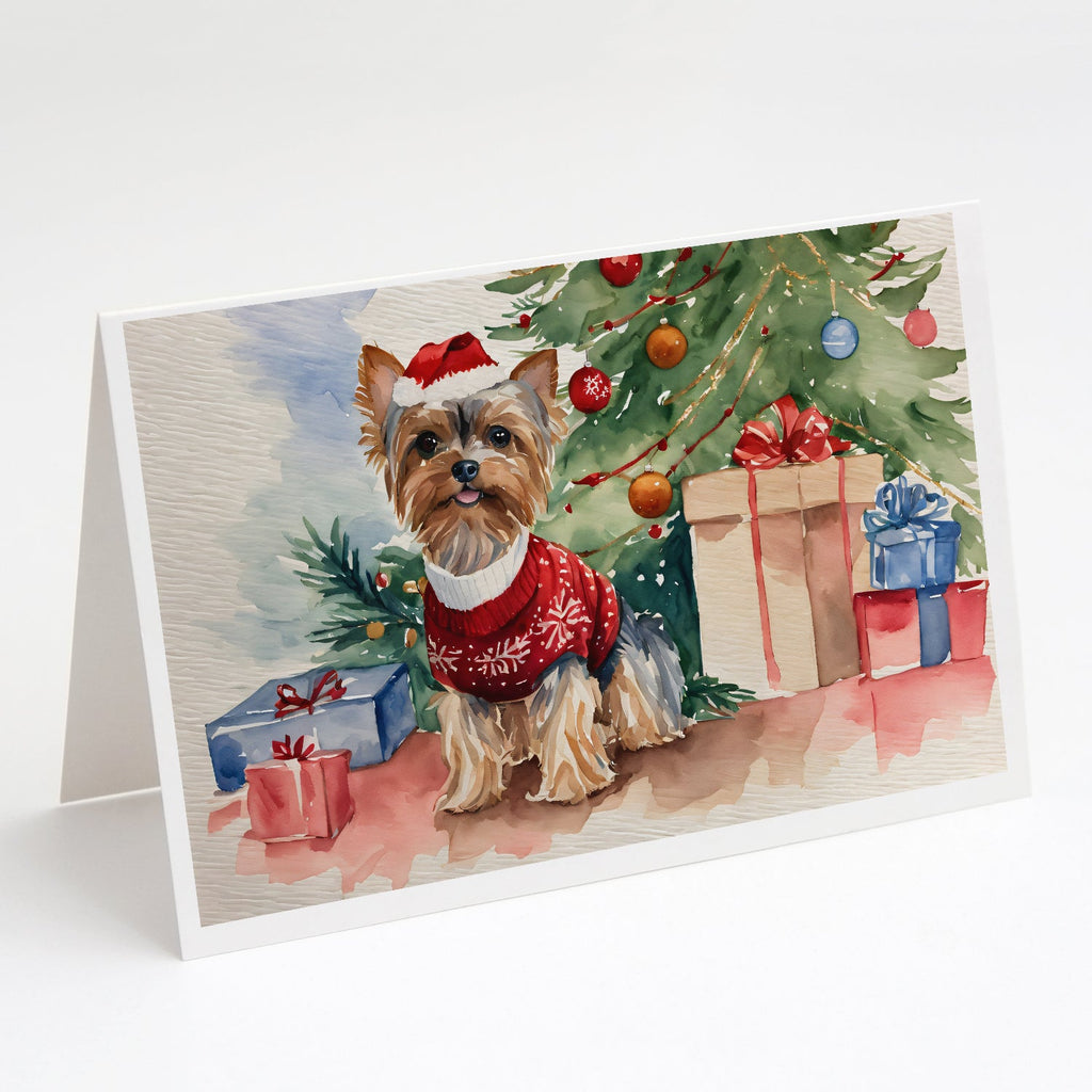 Yorkie Christmas Greeting Cards Pack of 8 Blank Cards with Envelopes Whimsical A7 Size 5x7