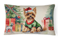 Yorkie Christmas Decorative Throw Pillow 12x16 Indoor Outdoor Accent Cushion, Fabric Cover with Insert for Sofa, Bed, Porch & Living Room