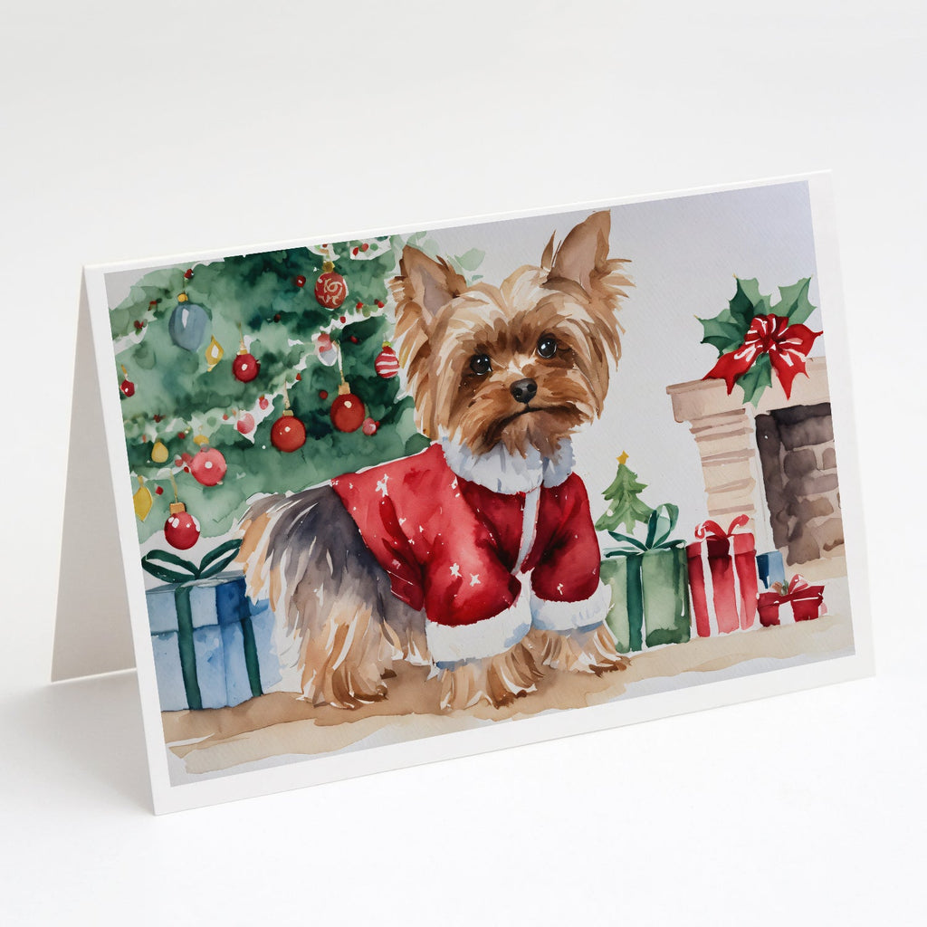 Yorkie Christmas Greeting Cards Pack of 8 Blank Cards with Envelopes Whimsical A7 Size 5x7