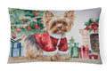 Yorkie Christmas Decorative Throw Pillow 12x16 Indoor Outdoor Accent Cushion, Fabric Cover with Insert for Sofa, Bed, Porch & Living Room