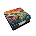 Agapanthus in Color PU Leather Note Paper Holder with Artist-Designed Cover, Desk Accessory, Office Gift