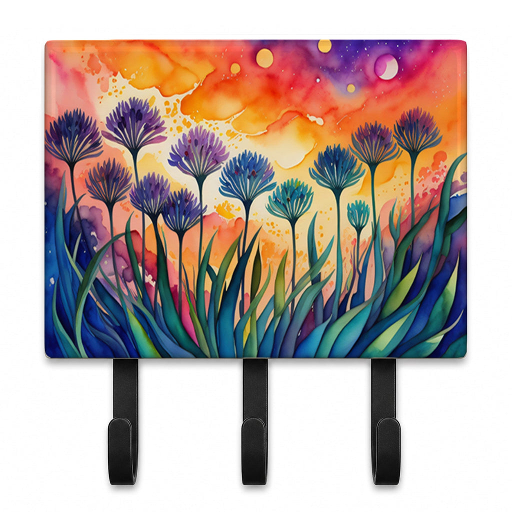Agapanthus in Color Leash or Key Holder Wall Hooks, Coat Rack Wall Mount, for Hanging Keys, Towels, Aprons, Leashes