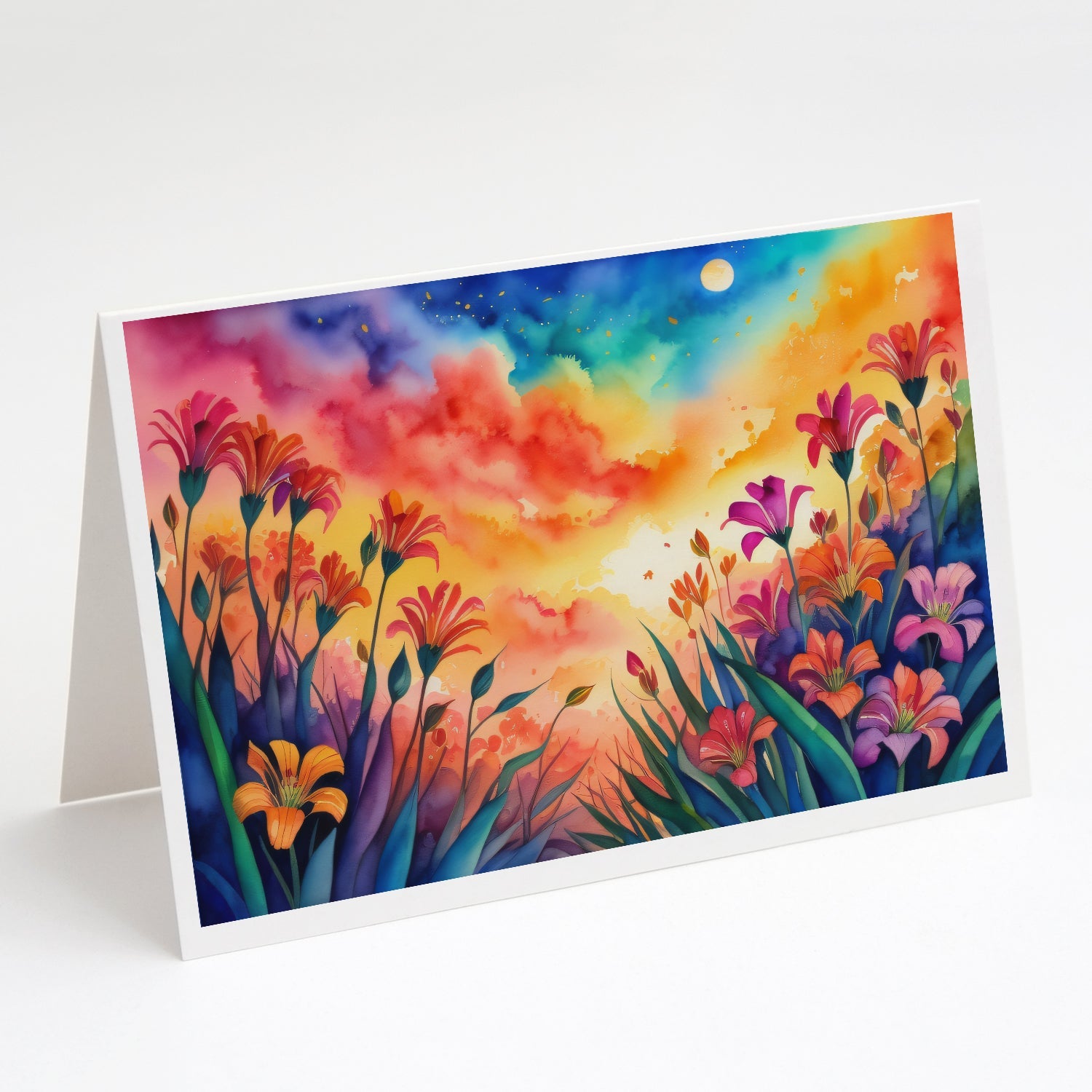 Alstroemerias in Color Greeting Cards Pack of 8 Blank Cards with Envelopes Whimsical A7 Size 5x7
