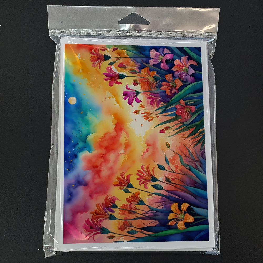 Alstroemerias in Color Greeting Cards Pack of 8 Blank Cards with Envelopes Whimsical A7 Size 5x7